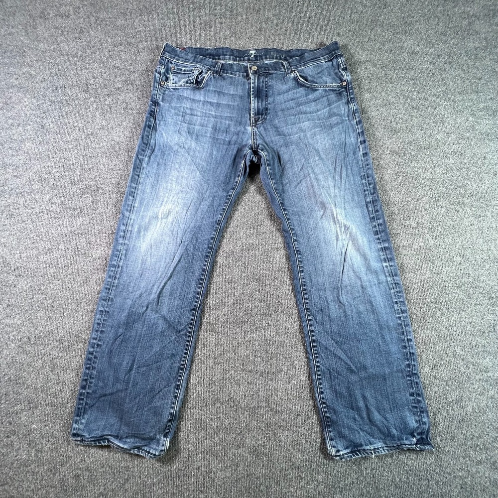 Vintage 7 For All Mankind Austyn Straight Jeans Men's 38x29 Blue Denim Stretch